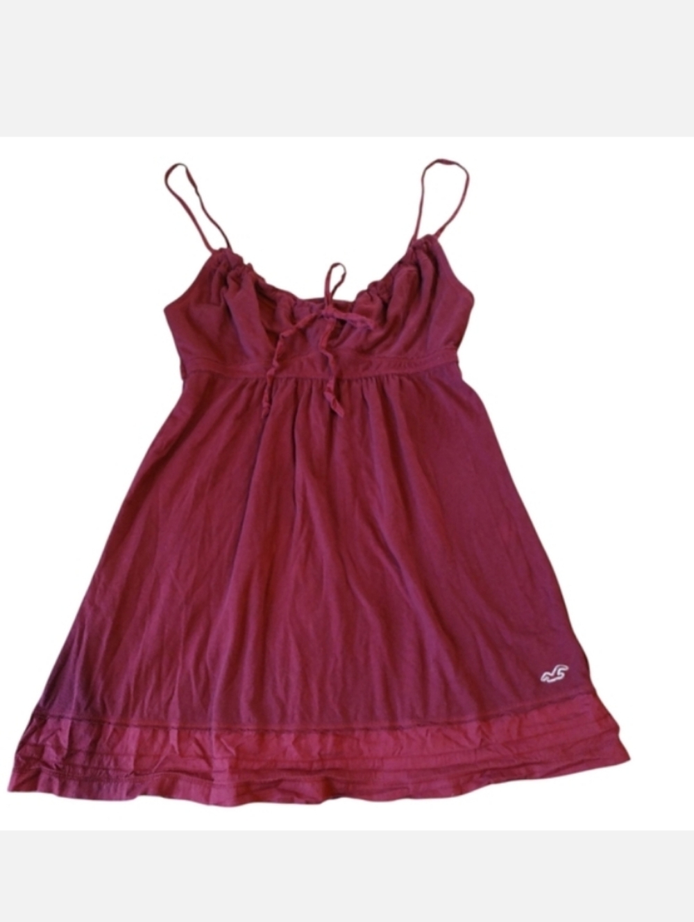 HTF Vintage rare burgundy  hollister babydoll tank with tie ribbon Sz   XS -S